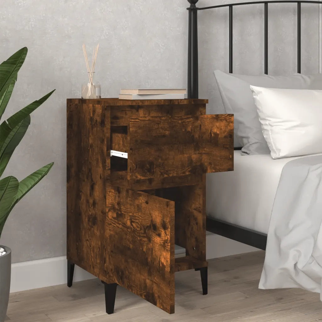 Set di 2 Comodini | Armadio da Notte | Mobiletto da notte Rovere Fumo 40x35x70 cm