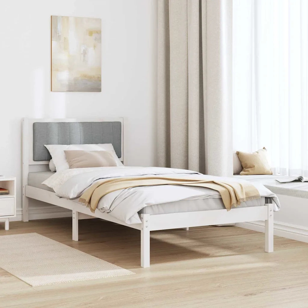Letto con Testiera Rivestita Grigio chiaro 90 x 200 cm 878288