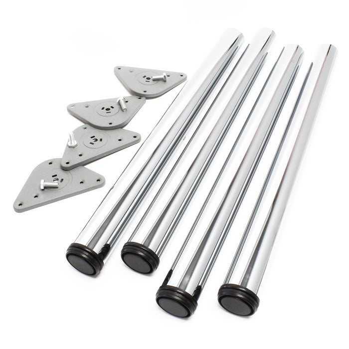 Set 4 gambe per tavolo regolabili in acciaio inox cromato Ø 60mm 1100mm Piedi per mobili