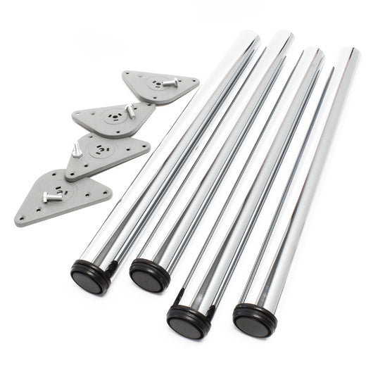 Set 4 gambe per tavolo regolabili in acciaio inox cromato Ø 60mm 1100mm Piedi per mobili