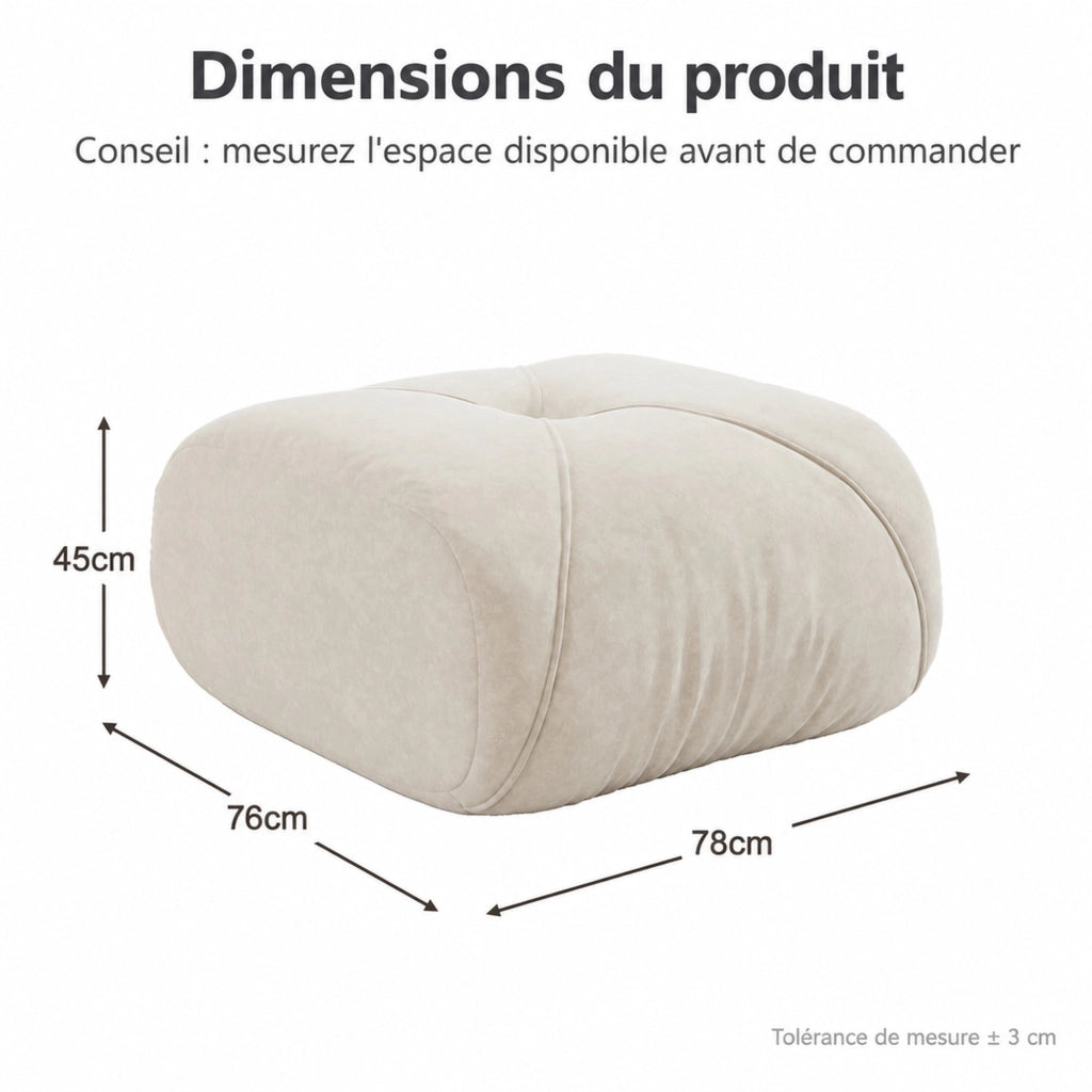 Ottomana ULEVR in ciniglia beige chiaro, complemento d'arredo per soggiorno