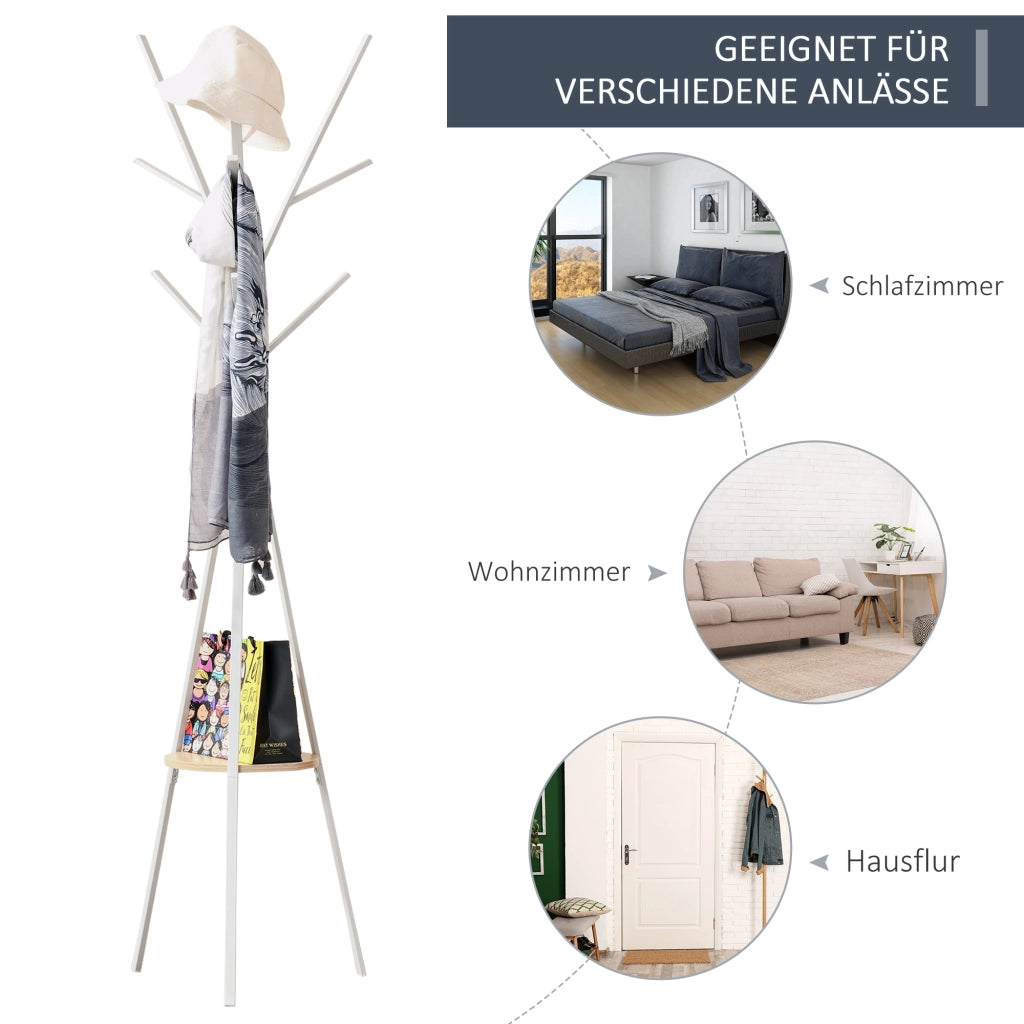 Appendiabiti con ripiano e 8 ganci ¨C zephmum ¨C bianco 80x40x150 cm