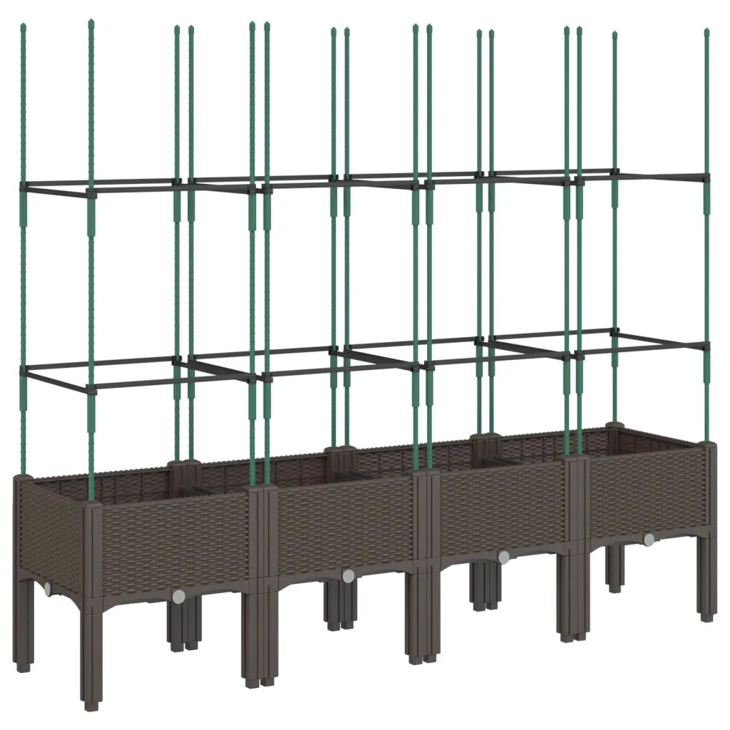 Fioriera da Giardino con Traliccio Marrone 160x40x142,5cm in PP 367965