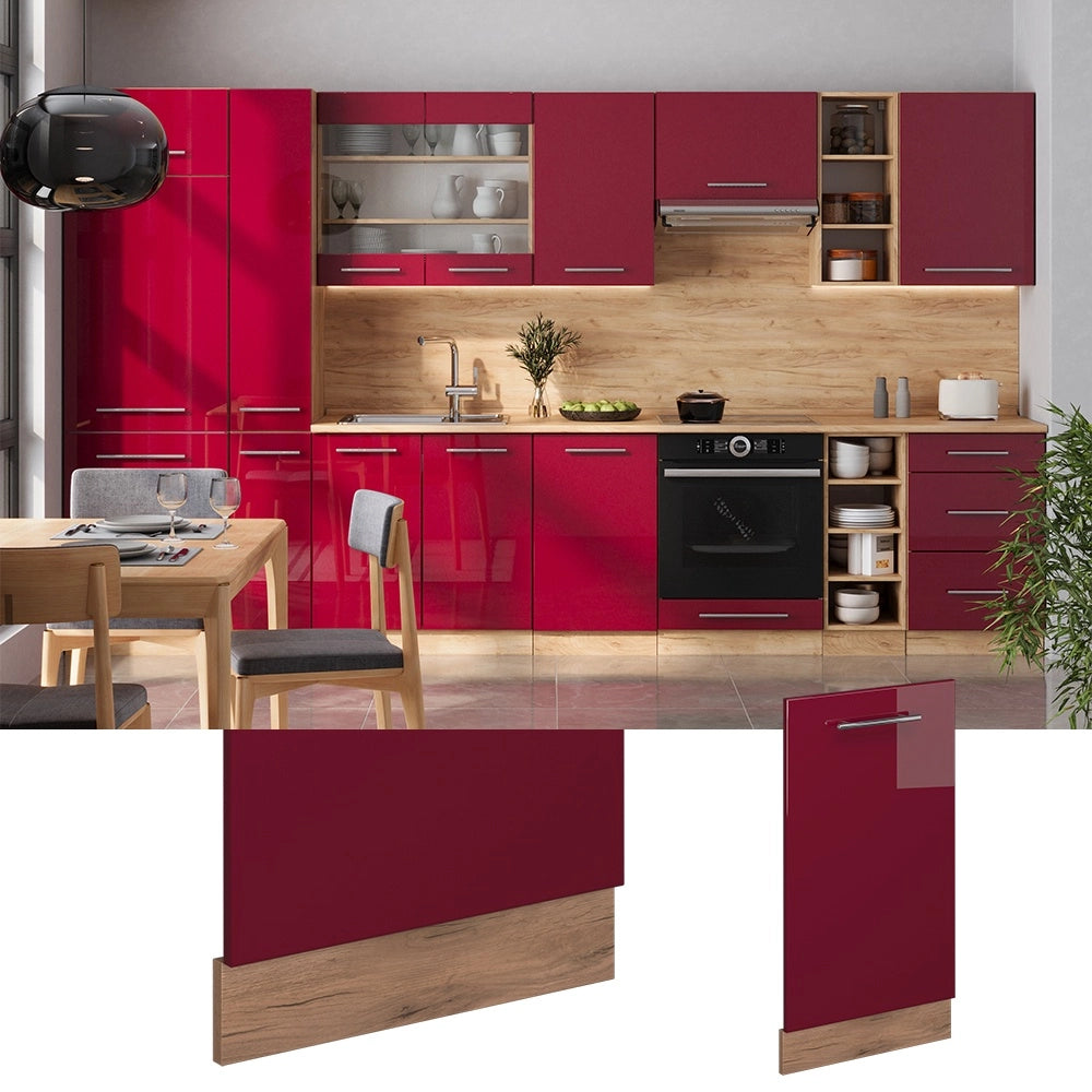 Pannello frontale della lavastoviglie Fame-Line Bordeaux lucido/Rovere dorato 45 cm, PL Marmo Vicco