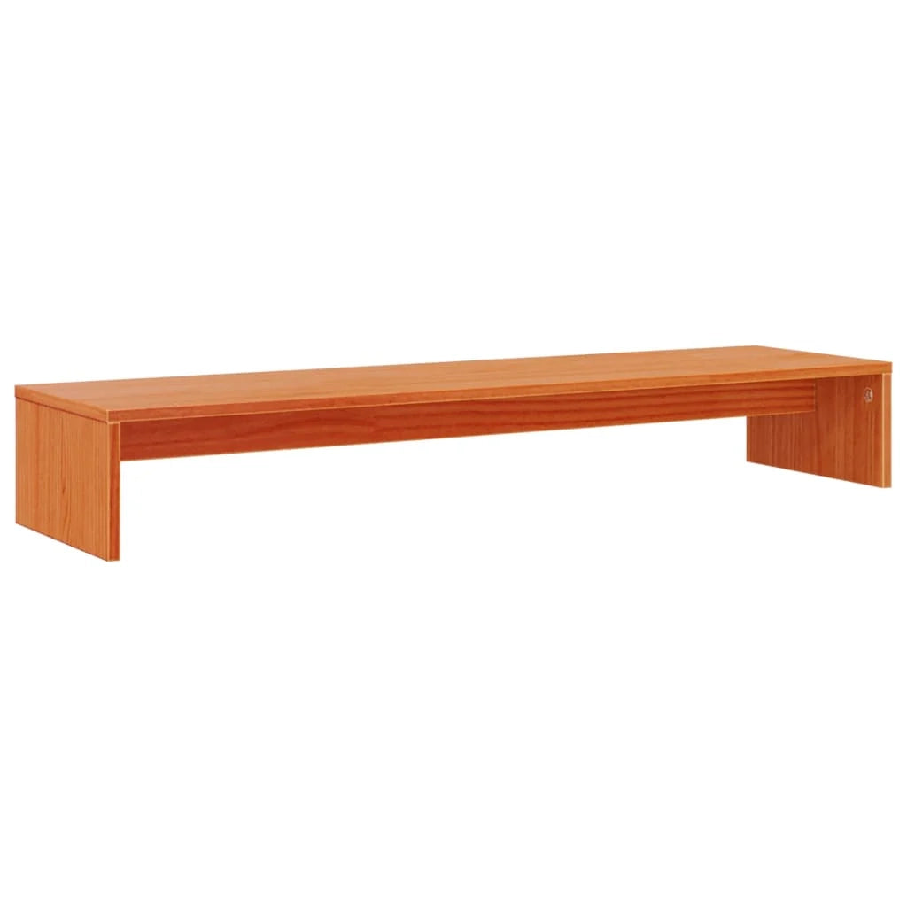 Supporto per monitor color miele 100 x 27 x 15 cm legno massello di pino marrone 02_0029222