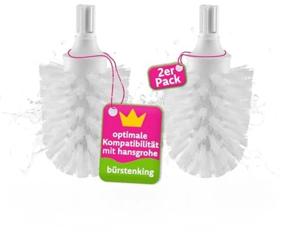 Set di spazzole per toilette, 65 mm, set di spazzole per toilette adatto per toilette Hansgrohe, spazzola per toilette sostituibile, 2 pezzi, bianco