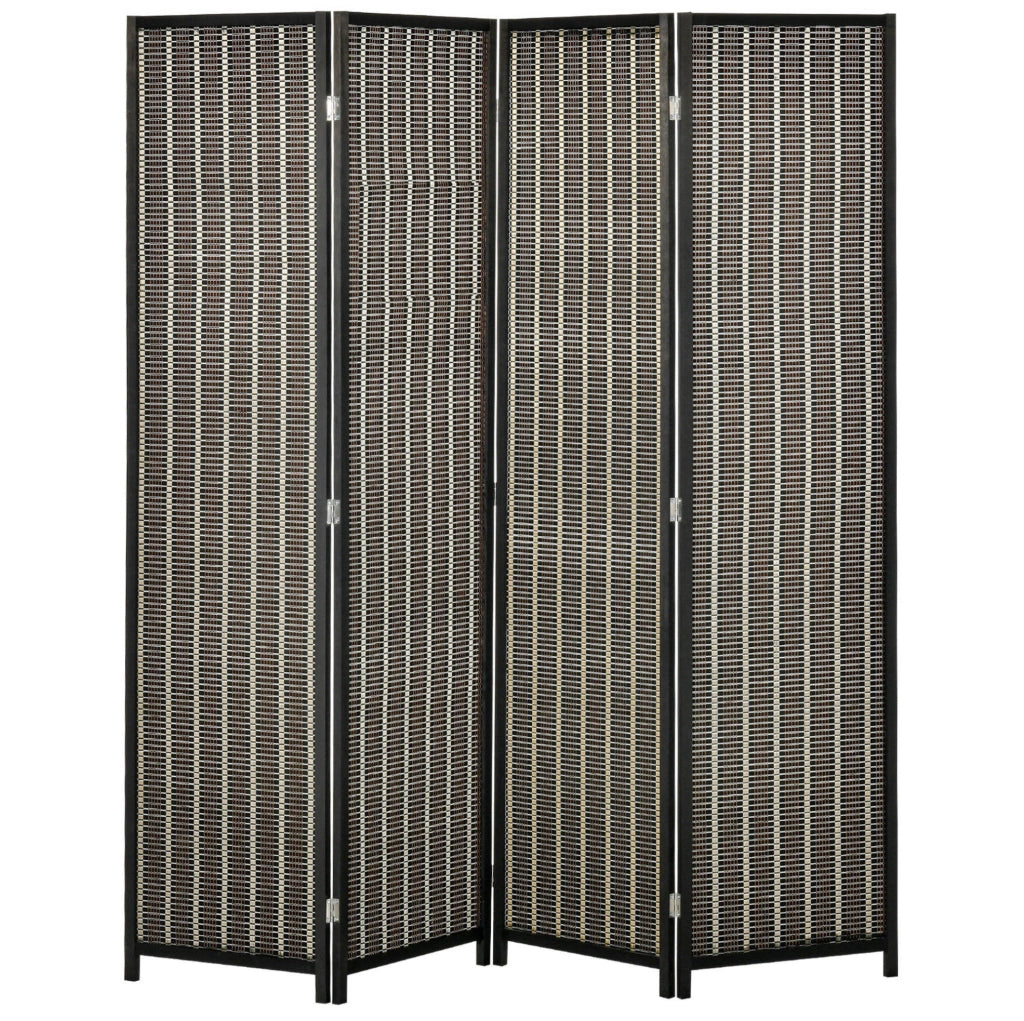 Paravento pieghevole a 4 pannelli in bambù marrone 180 x 180 cm