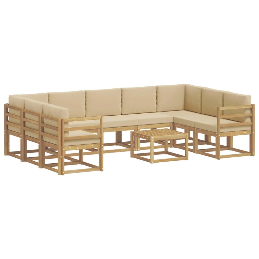 Set di divani da esterno 10 pcs Bianco e Beige 59 x 59 x 37 cm