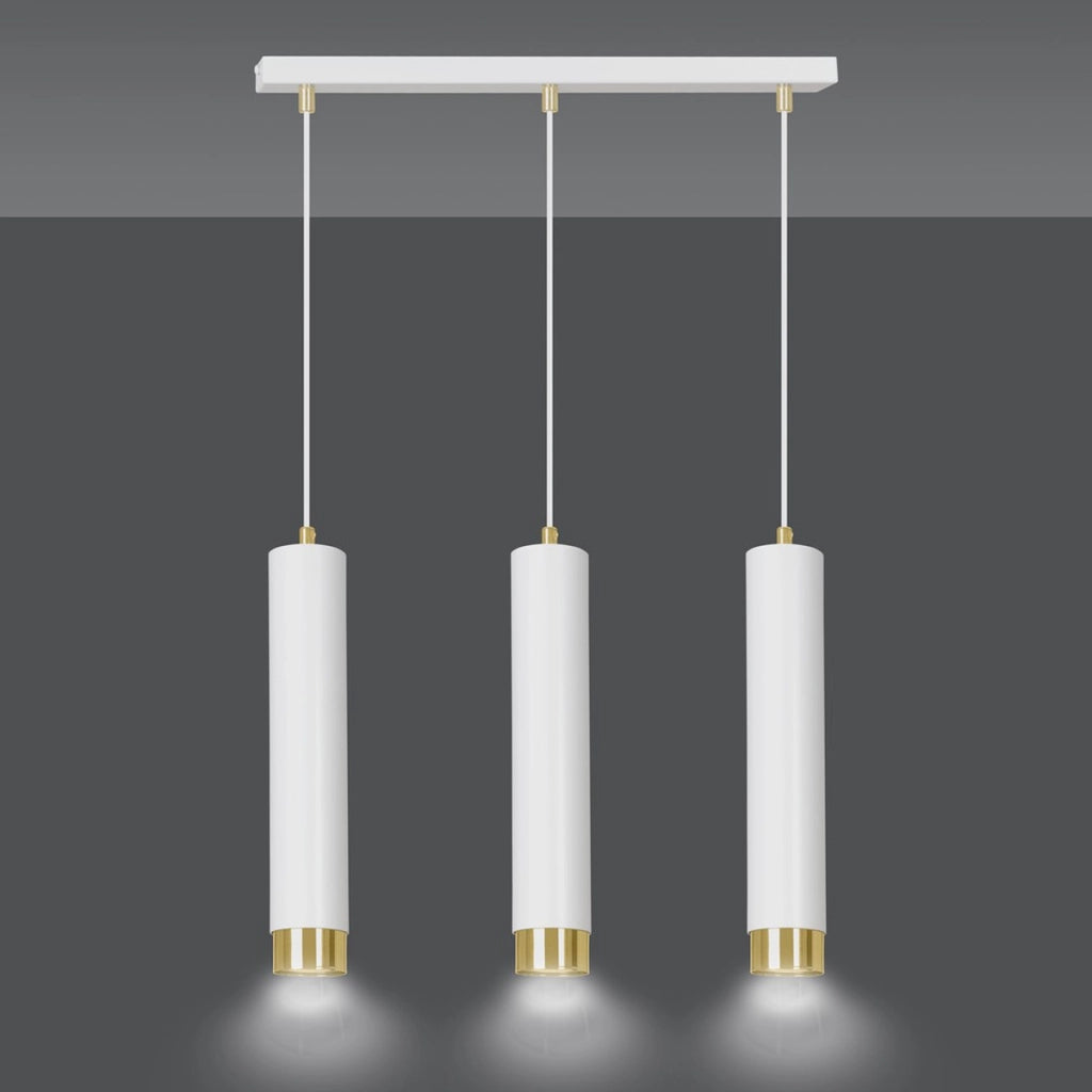 Lampada a sospensione KIBO in acciaio bianco e oro