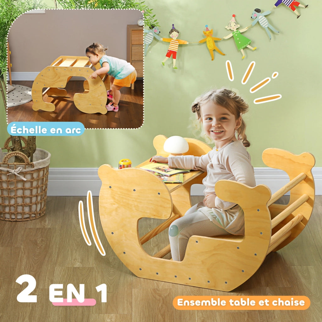 Casetta Giocattolo con Scala ¨C zephmum ¨C Legno Naturale per Bambini 18-48 Mesi