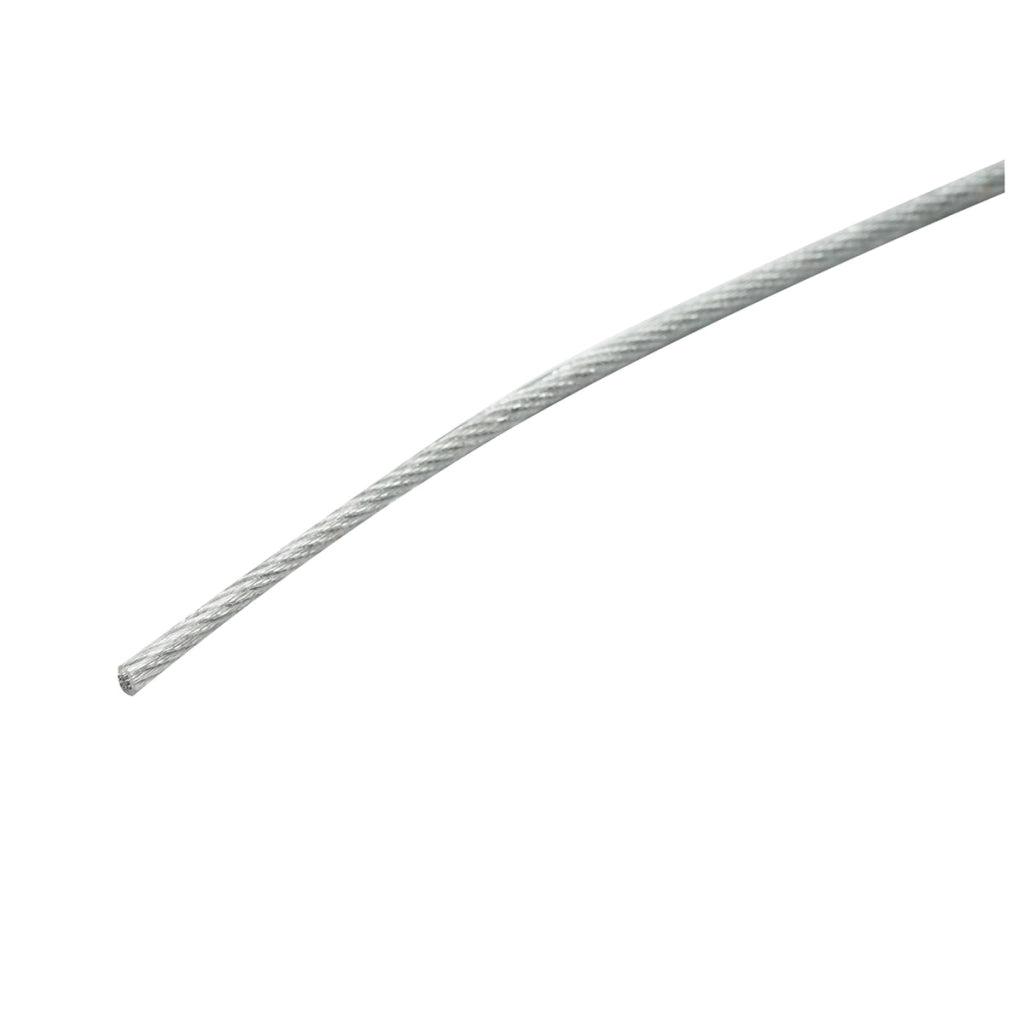 Cavo in acciaio zincato con rivestimento in PVC, 3 mm, 6x7+FC fili, carico massimo 230 kg, peso 5,07 kg, 250 m/rotolo