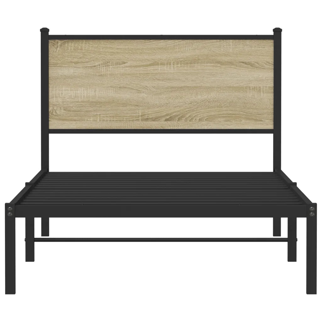 vidaXL Giroletto senza Materaso in Metallo Rovere Sonoma 100x200 cm