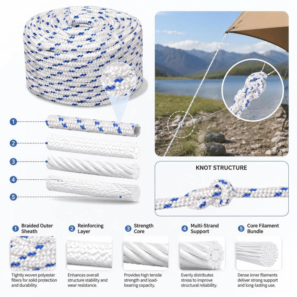 Boat Rope Polypropylene 8 Mm 100 M White