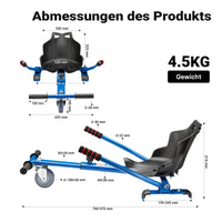 Sedile per hoverboard max 120 kg blu, ergonomico, regolabile, per scooter elettrico autobilanciato