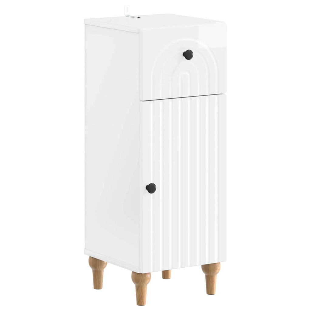 Mobiletto da Bagno ALKMAAR Bianco Lucido 30 x 31 x 80 cm 896169