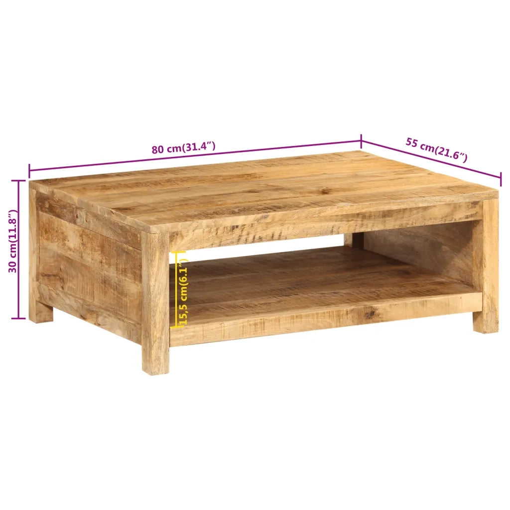 Tavolino da Salotto 80x55x30 cm in Legno Massello di Mango 351579