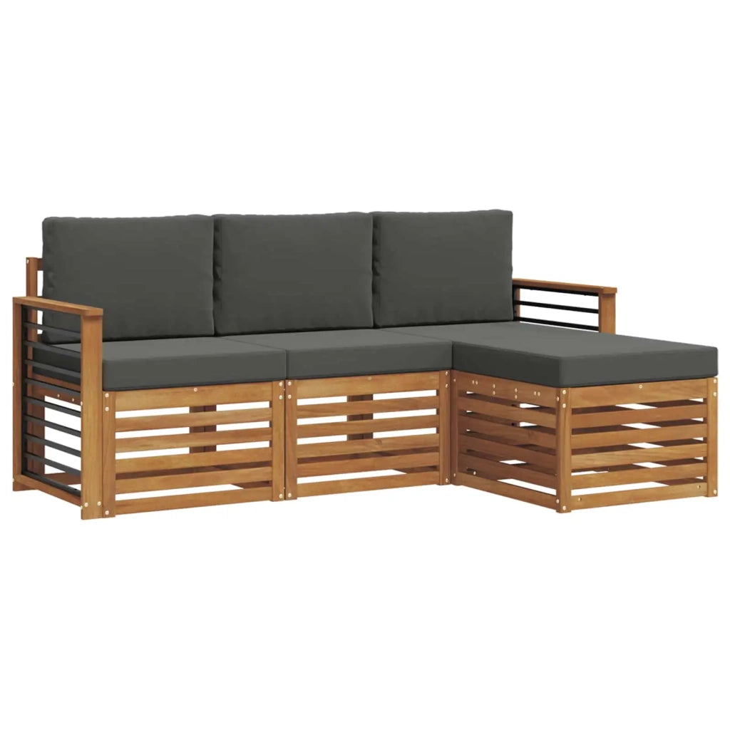 Set di divani da esterno con cuscino 4 pcs Naturale e Antracite 3374622