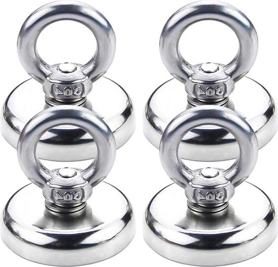 Magnetodi Neodymium Forte 45 kg Anello di Lifting per Magneetvisseria - Fissaggio per Falegnameria e Pesca in Acqua - Diametro 32 mm Pacchetto da 4