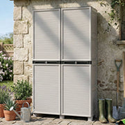 Armadio multiuso da esterno o Allain, Mobile a 2 ante e 3 ripiani in polipropilene, 100% Made in Italy, cm 100x39h172, colore Grigio chiaro