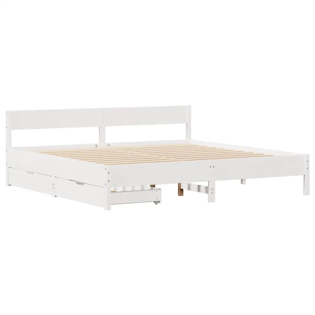 Letto senza Materasso Bianco 180x200 cm Legno Massello di Pino