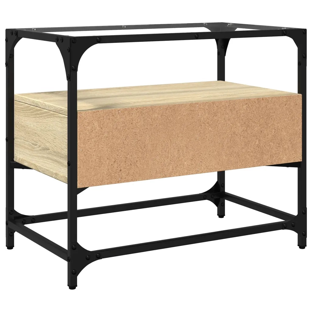 Mobile TV Piano-Credenza per TV-Console TV Vetro Rovere Sonoma 60x35x51 Legno Multistrato