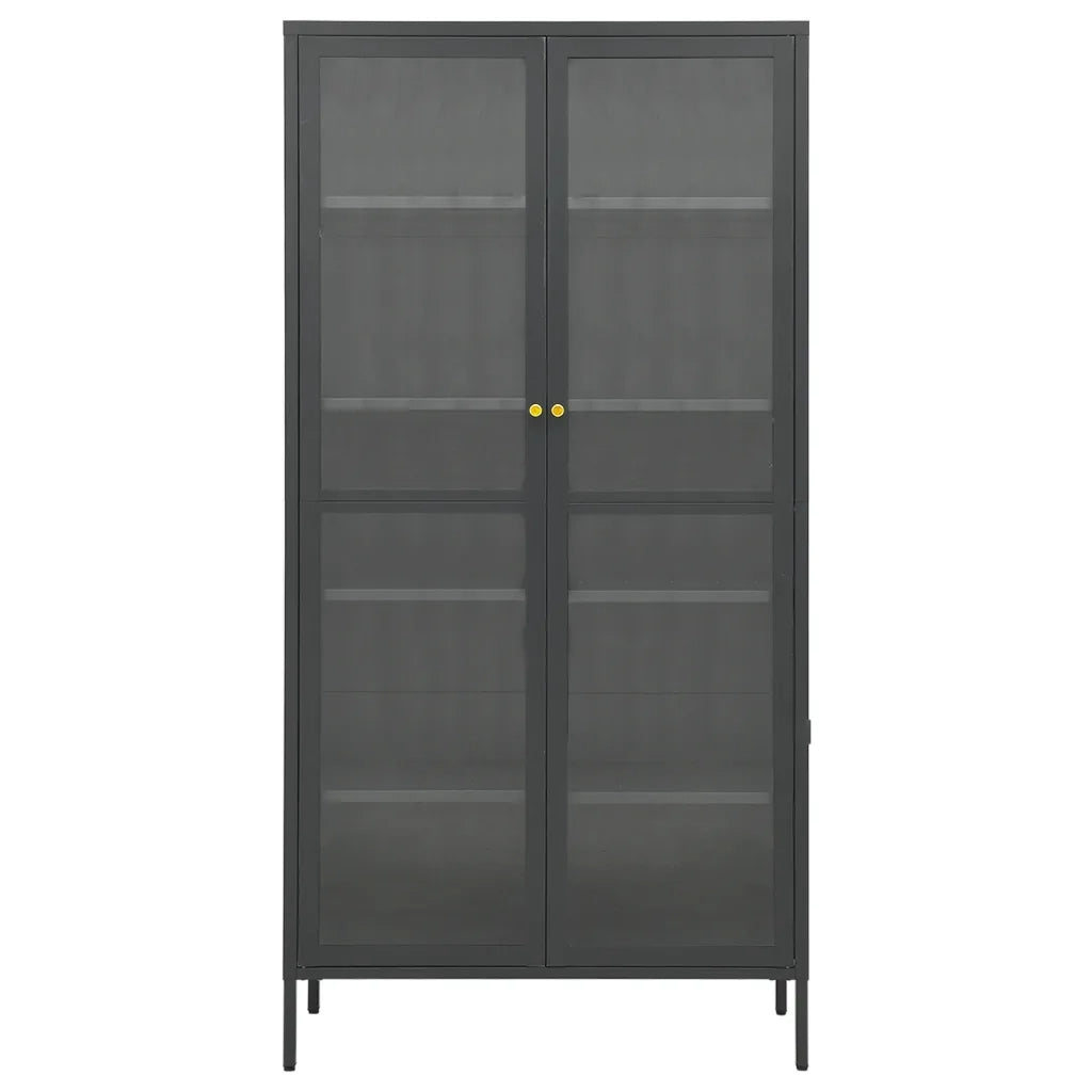 Vetrina Antracite 90x40x180 cm in Acciaio e Vetro Temperato 336081