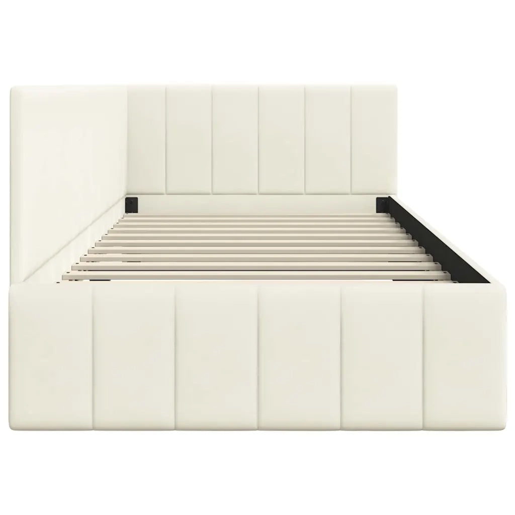 Cornice del letto ad angolo Crema 90 cm x 200 cm Velluto 42016314