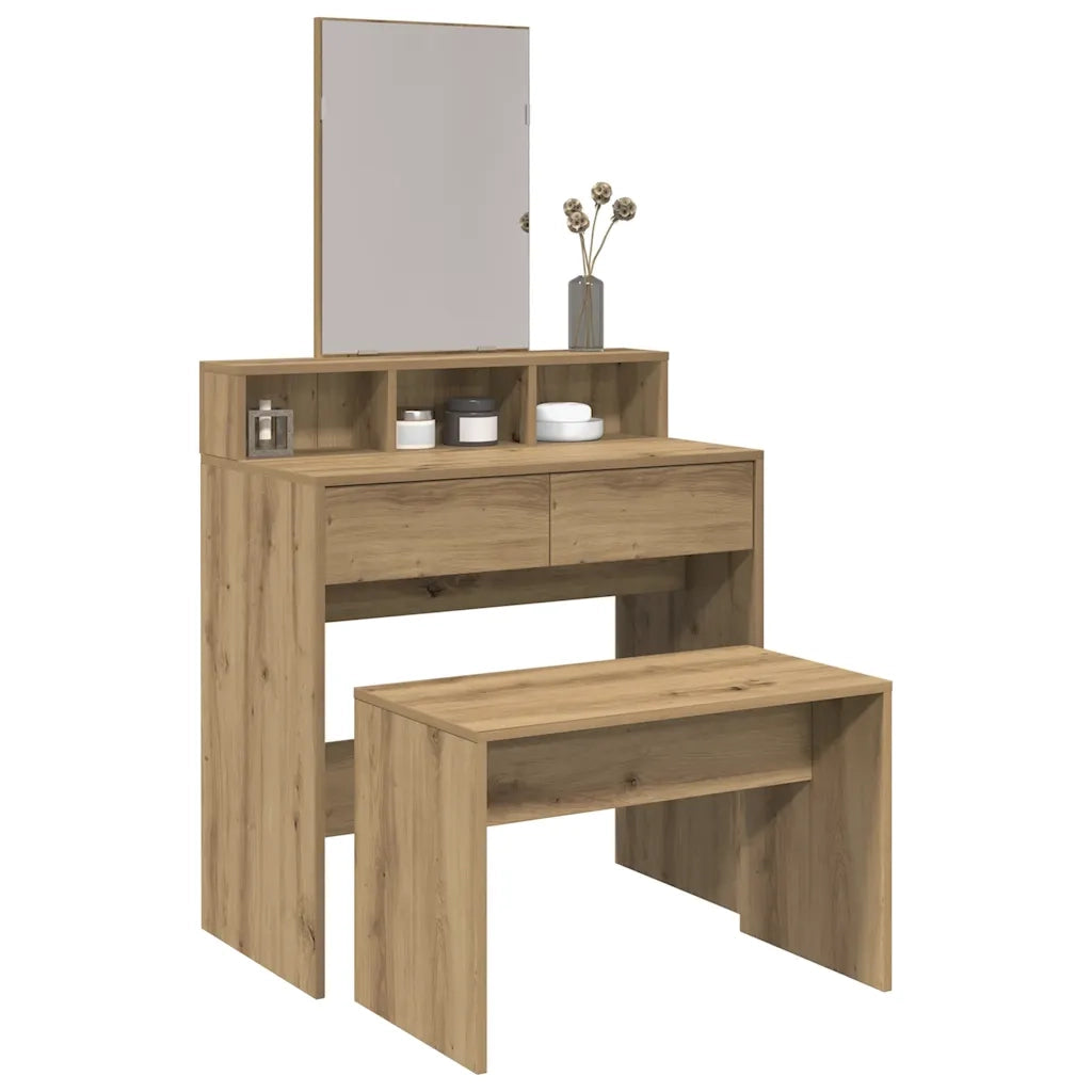 Sgabello da Toeletta Rovere Artigianale 70x35x45 cm Truciolato