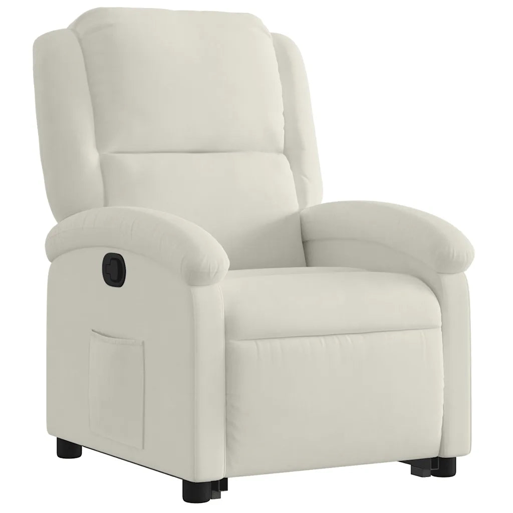 Poltrona Alzapersona Reclinabile Crema in Velluto 3204309
