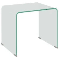 Tavolino in Vetro Temperato Moderno da Salotto con Design Monoblocco, 50x40x45 cm, Trasparente