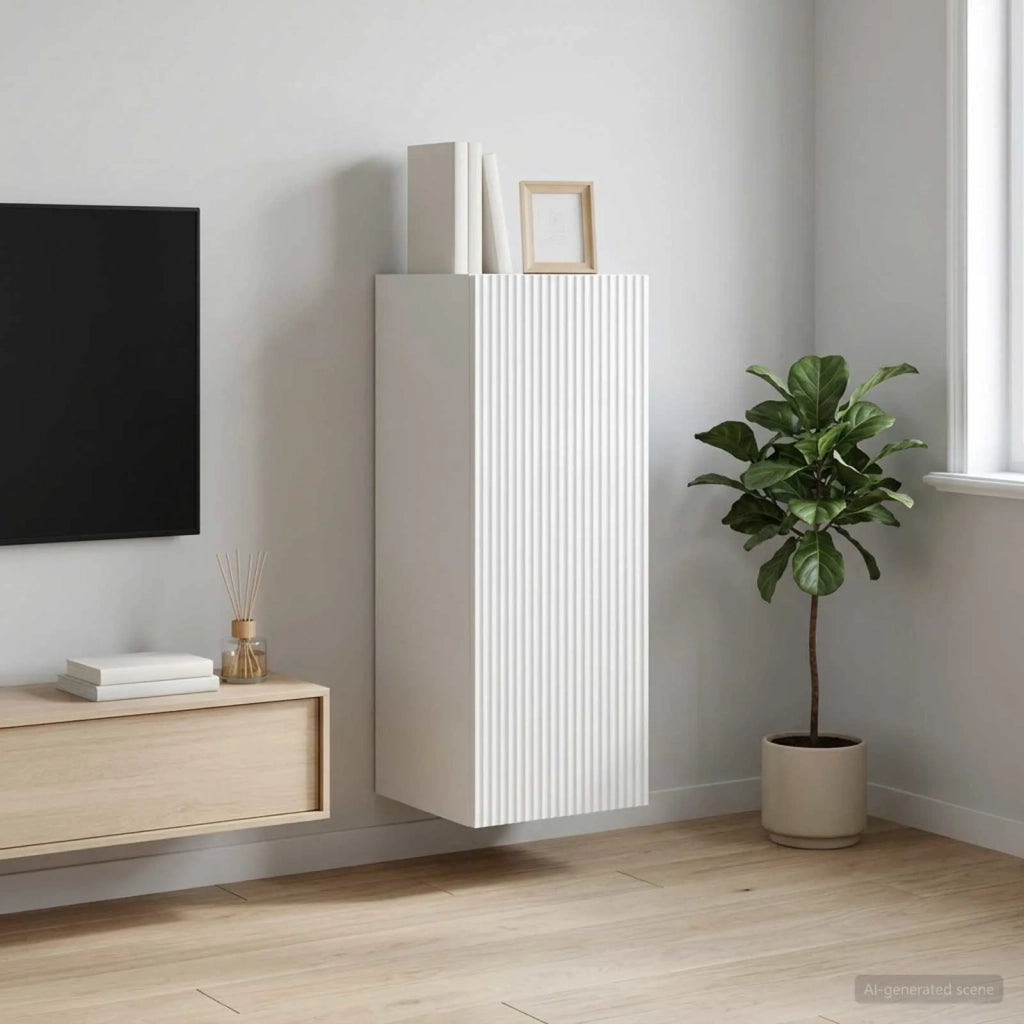 Mobiletto a muro Bianco Lucido 33 x 34,5 x 90 cm 898419