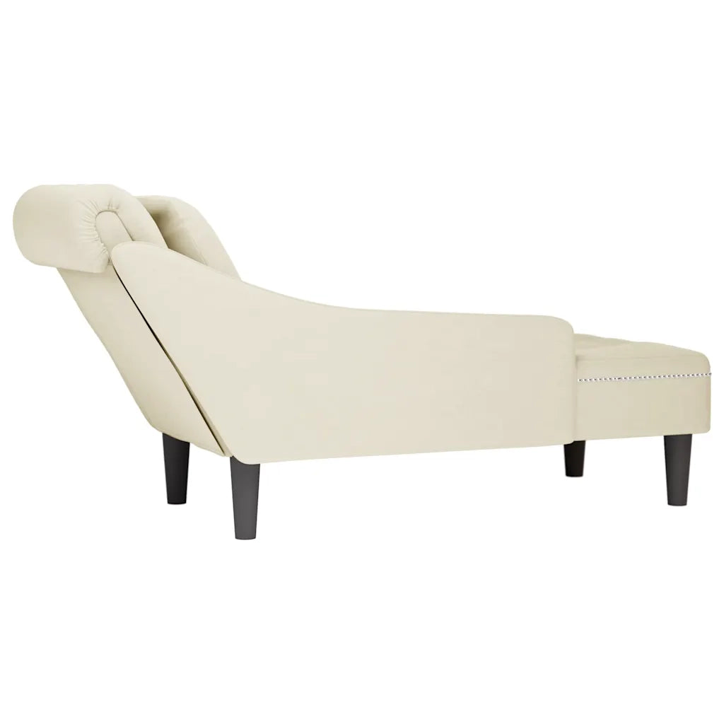 Sdraio con Cuscino e Bracciolo Destro in Velluto Crema CFW5847651