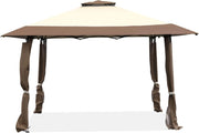 Gazebo da Giardino 395 x 395 cm Pop Up, Gazebo Pieghevole con Doppio Tetto e 3 Altezze Regolabili, con Borsa,Tessuto Oxford, Impermeabile, per Feste, Barbecue, Giardino, Spiaggia (Marrone)