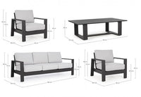 Set Salotto da Giardino Divano 2 Poltrone e Tavolino Baltic Antracite