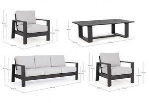 Set Salotto da Giardino Divano 2 Poltrone e Tavolino Baltic Antracite