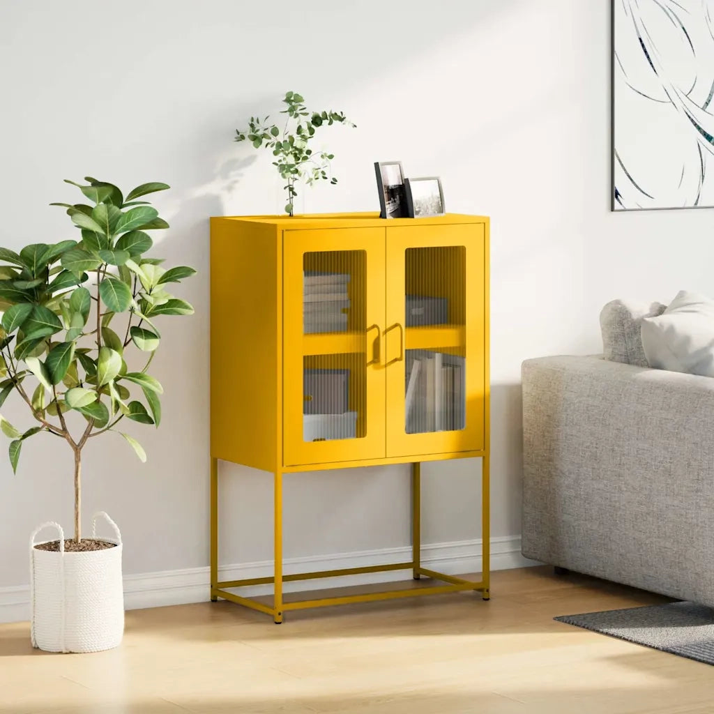 Credenza Giallo Senape 68x39x107 cm in Acciaio