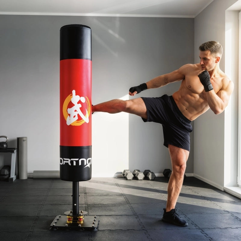 Sacco da boxe autoportante da 156 cm, con 12 ventose, ammortizzante, per adulti e ragazzi