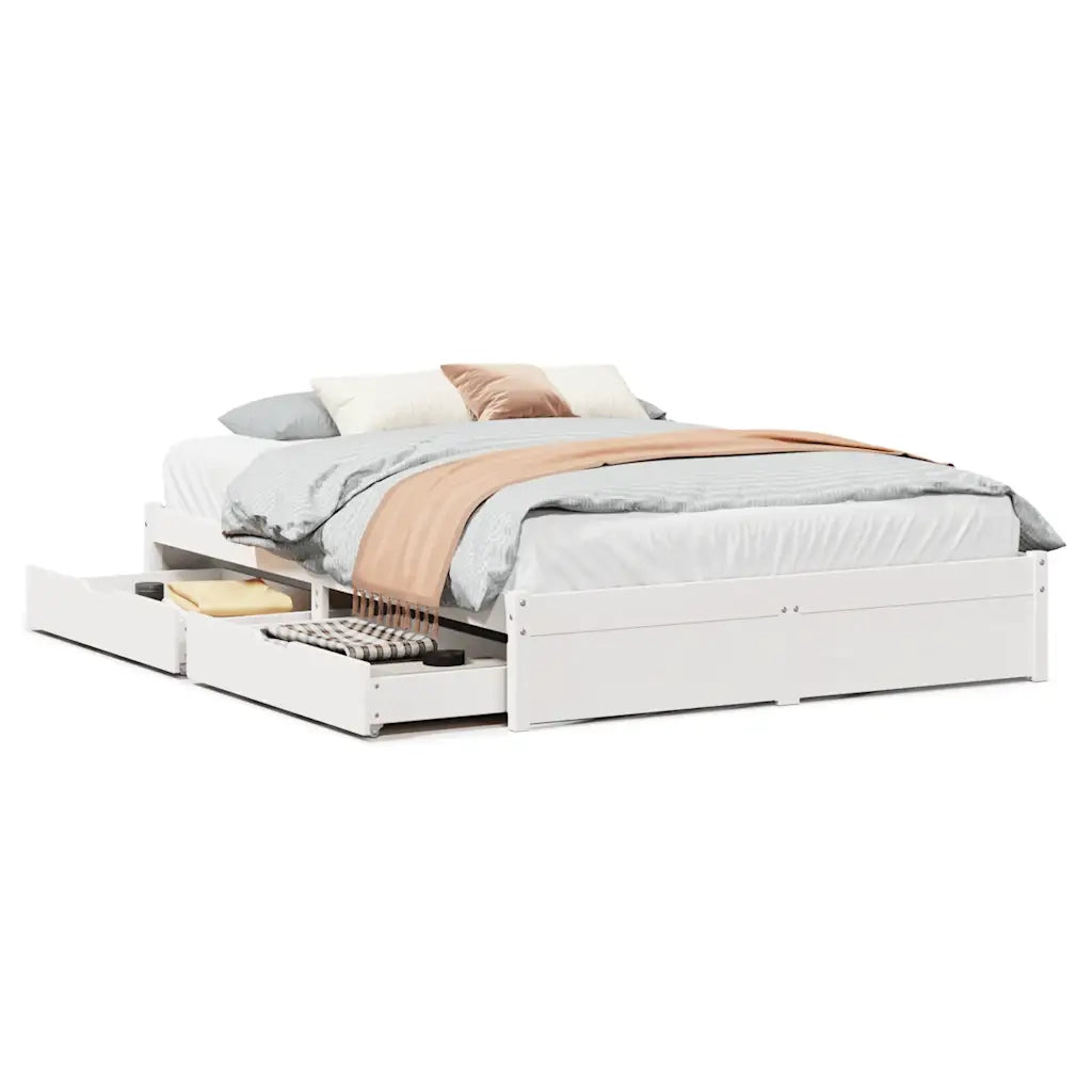Letto senza Materasso Bianco 160x200 cm Legno Massello di Pino