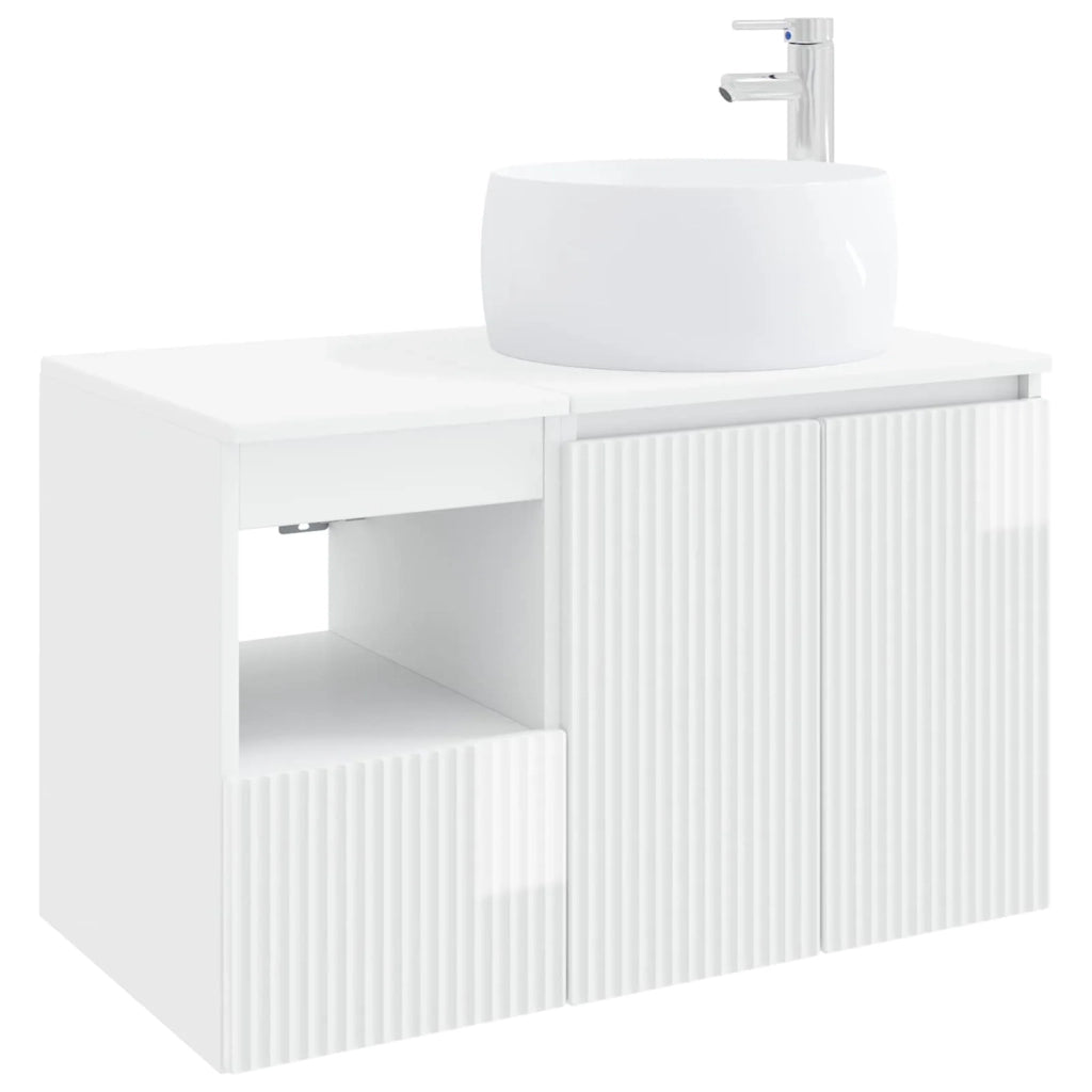 Set di mobili per il bagno 2 pz Bianco Lucido 3404098