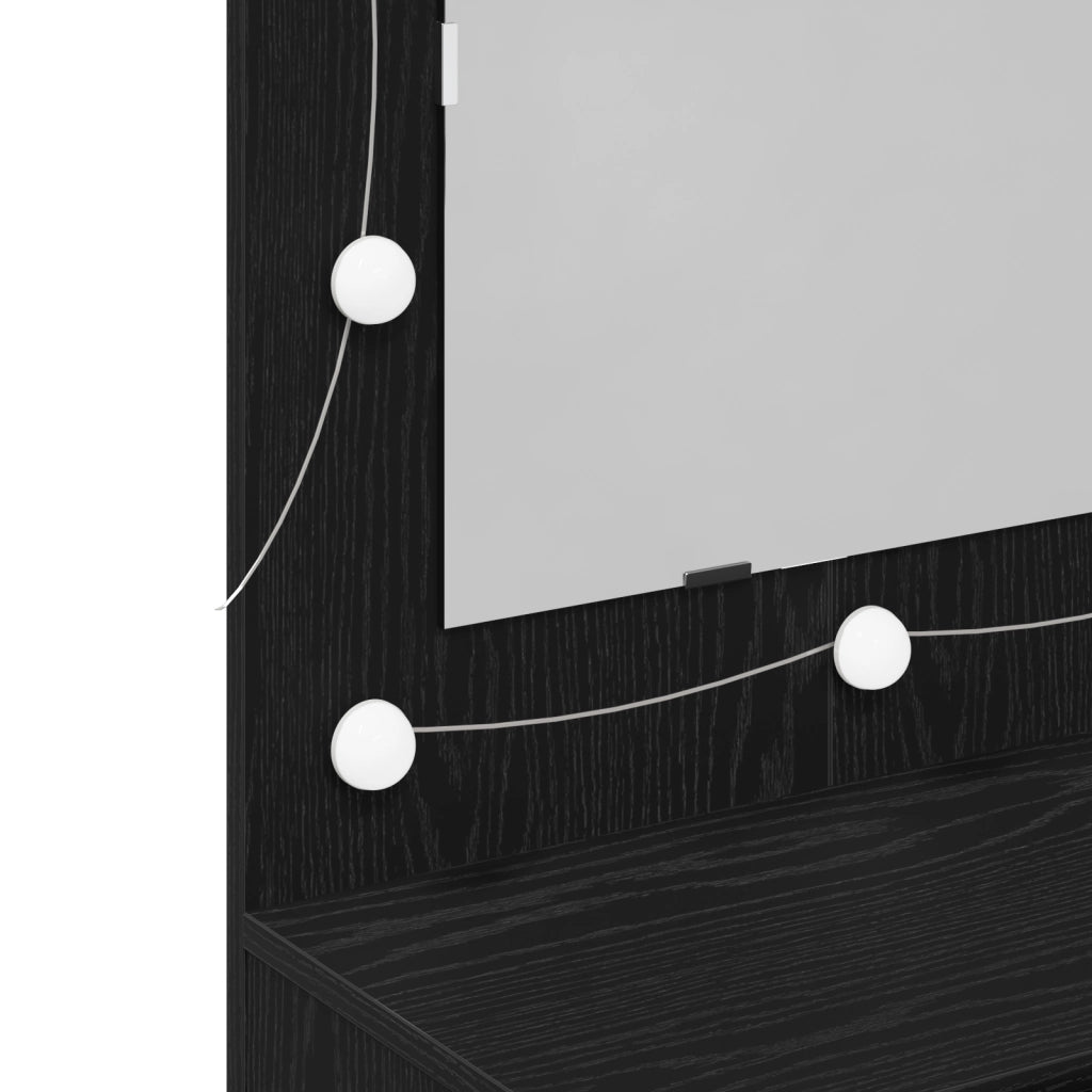 Armadio Specchio LED  in Rovere Nero - 90x31,5x62 cm