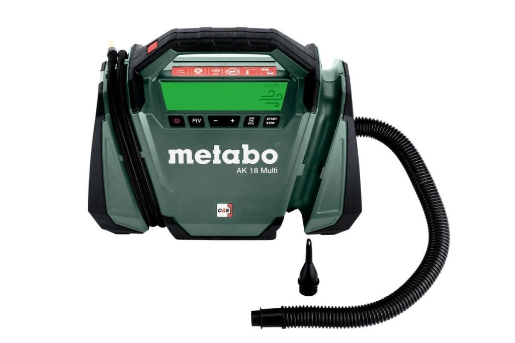 Metabo 600794850 AK 18 MULTI Compressore ad Aria 16 l-min 11 bar Batteria 18 V con Display Retroilluminato e Manometro Integrato colore Nero Verde
