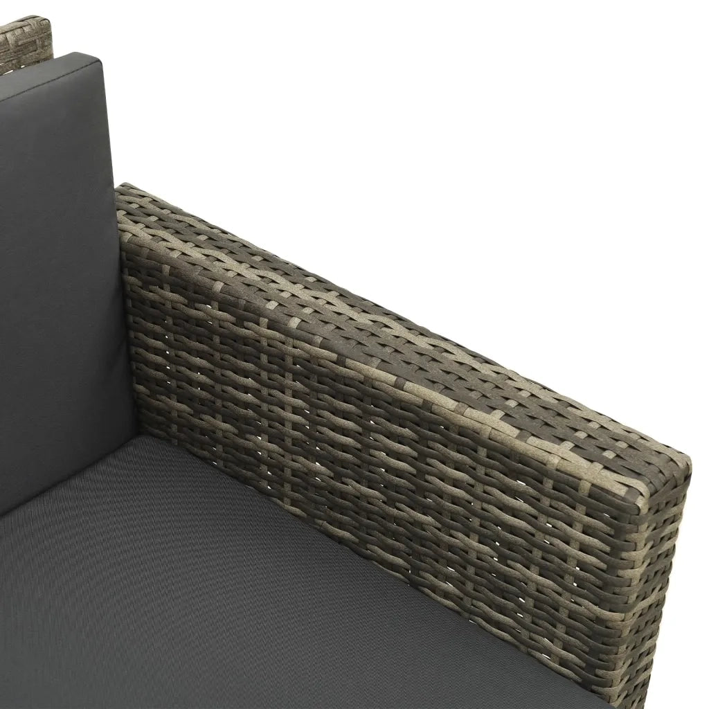 Set Divani da Giardino 3 pz | Set Salotto da Giardino con Cuscini in Polyrattan Grigio