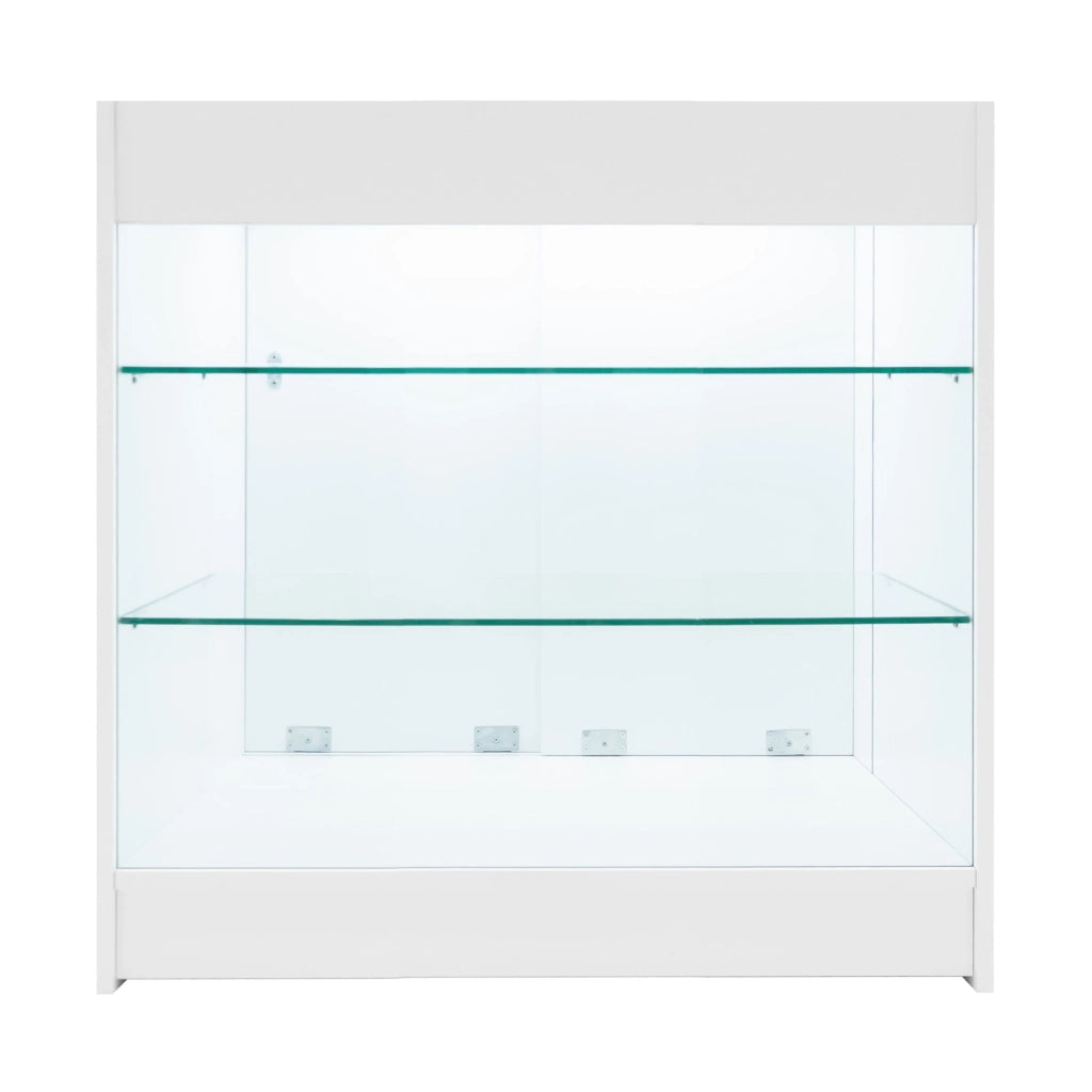 Bancone LED Bianco K900 con 3 Ripiani, Vetrina e Ante Bloccabili – 2 Chiavi