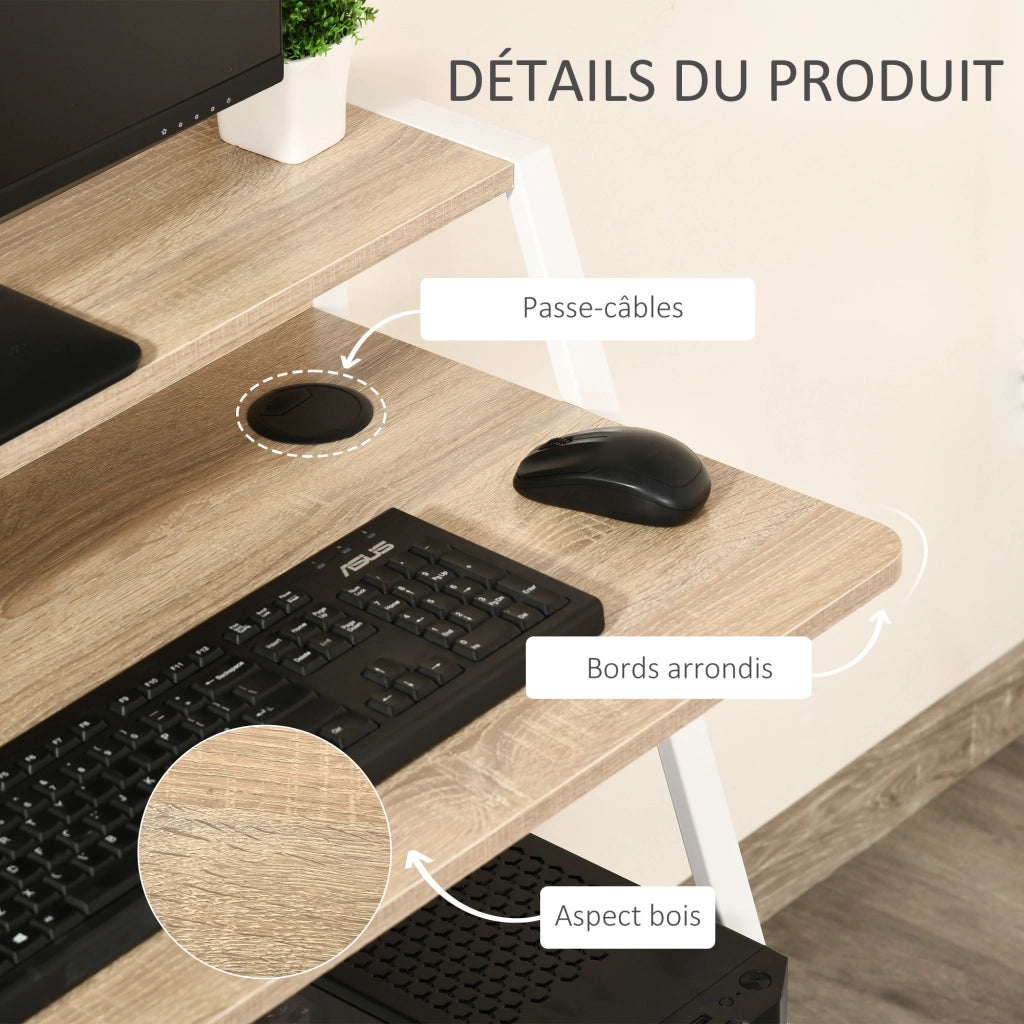 Scrivania per Computer ¨C Xylo ¨C Legno Rovere Chiaro e Bianco 84x45x85