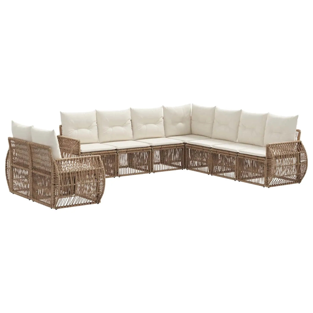 Set Divano da Giardino 9 pcs Beige e Bianco Crema polyrattan 3435459