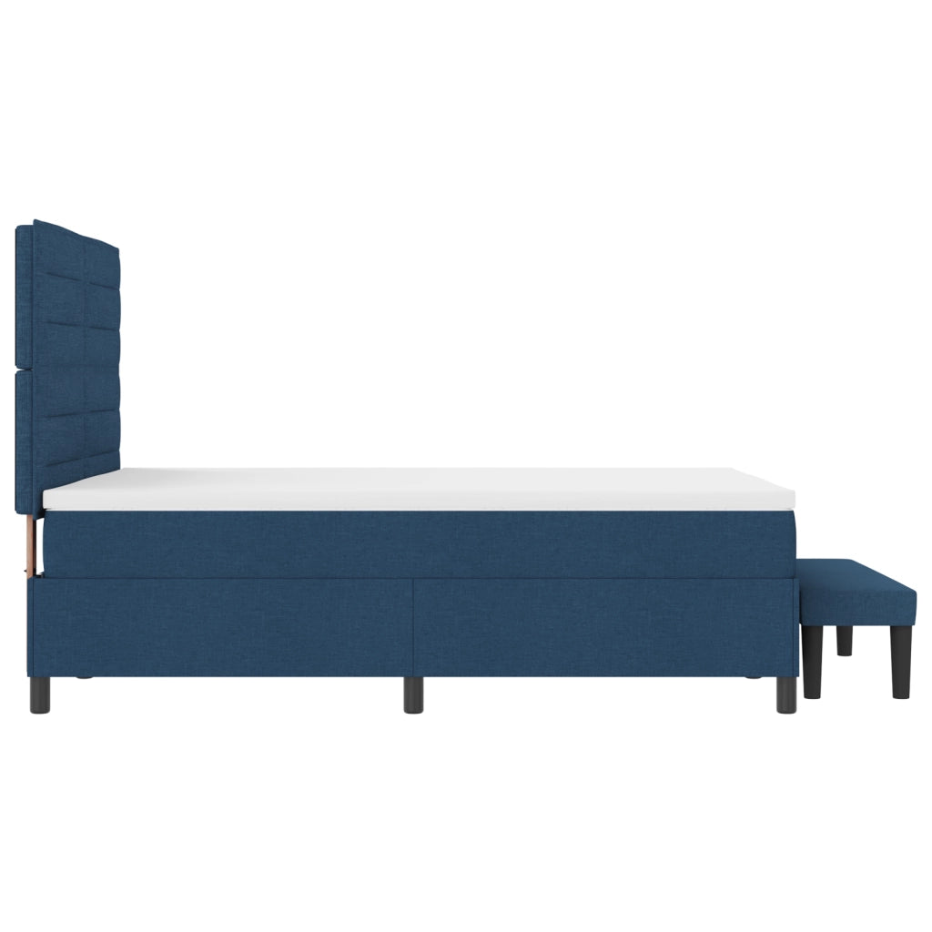 Letto a molle con materasso e panca blu 160x200 cm in tessuto