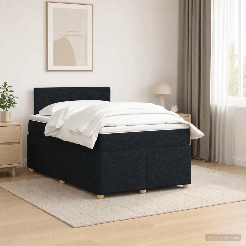 Letto box spring con materasso Nero 120 x 200 cm Tessuto 3452403