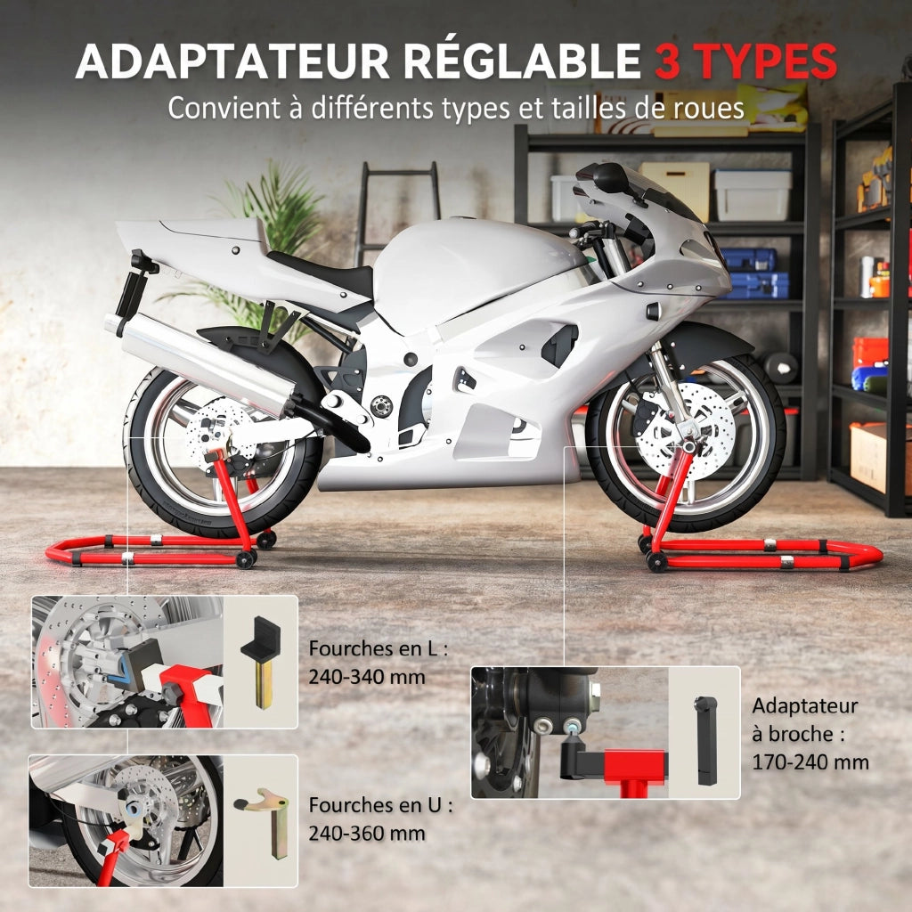 Cavalletto Motociclo Regolabile ¨C Zephmum ¨C Acciaio Rosso 390kg