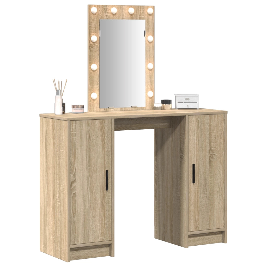 Toeletta con luci LED in rovere di Sonoma, 102x33x135 cm
