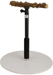 Stand per uccelli da viaggio in legno di pepe, regolabile 11,8-37 pollici, manubrio in acciaio, protezione acrilica, resistente e stabile